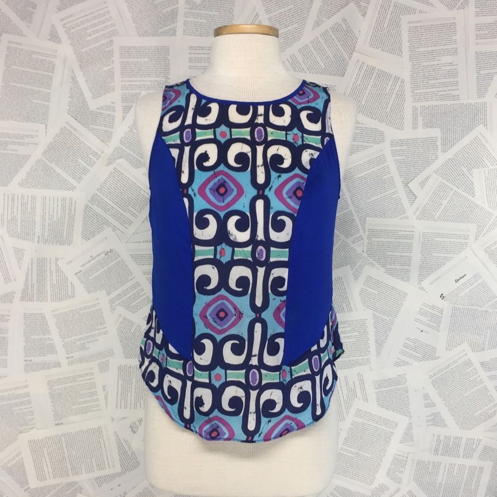 Sugar Lips Silk Sleeveless Top Royal Blue Zip S